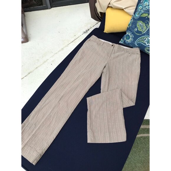 Tommy Hilifiger 100% Cotton Pinstripe Pants Size 10 tan and white - Picture 1 of 7